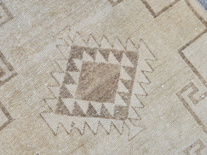Turkish Neutral Vintage Runner Rug 2.7x12 ft, Carpet For Kitchen Rustic Boho