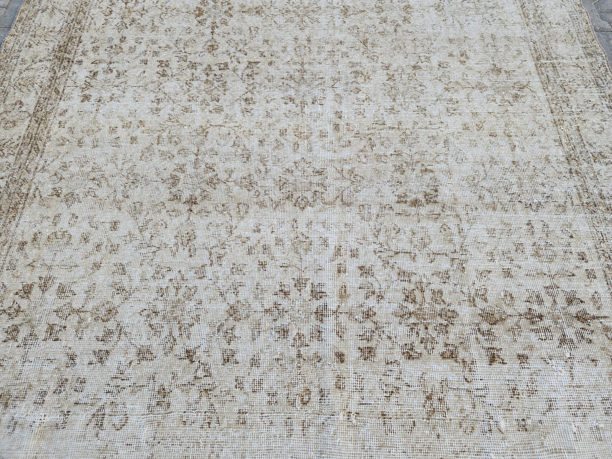 Wool Turkish Rug 6x10: Beige Isparta Rug, Muted Design