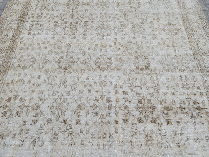 Wool Turkish Rug 6x10: Beige Isparta Rug, Muted Design