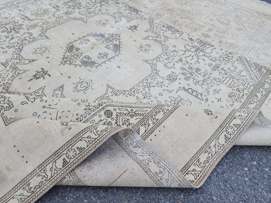 Vintage Large Rug 9x12, Oriental Hand Knotted, Living Room Home Decor