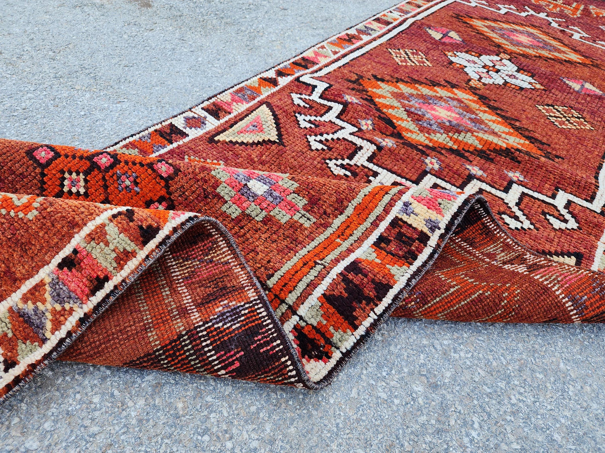 Stair Soft Runner 2.7x14.2 ft, Turkish Wool Hand Knotted Up Cycled Wool, Home Rustic Decor