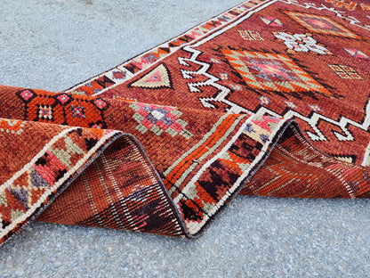 Stair Soft Runner 2.7x14.2 ft, Turkish Wool Hand Knotted Up Cycled Wool, Home Rustic Decor
