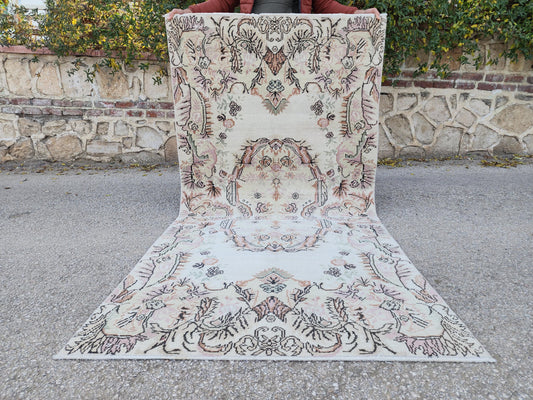 4x7 Turkish Home Decor Rug, Rustic wool Rug, Farmhouse Vintage Carpet