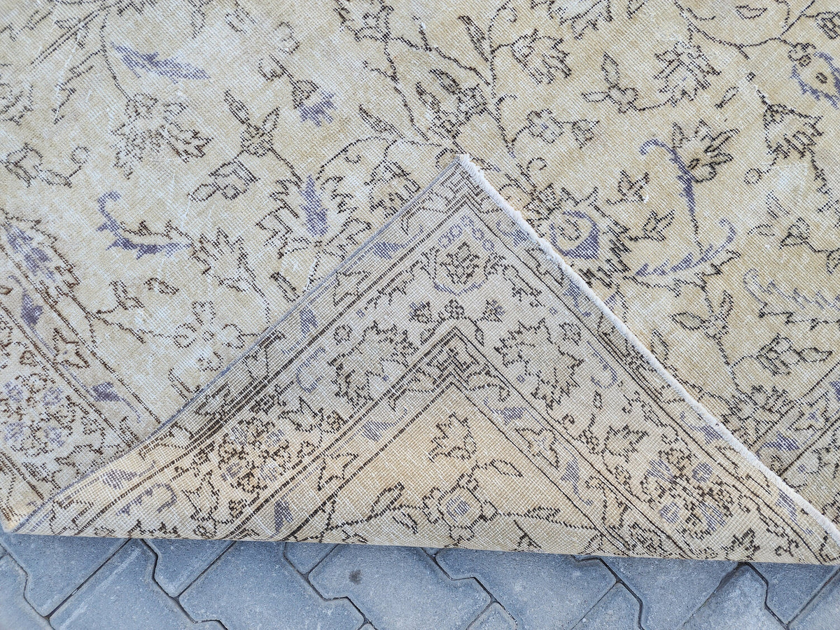 Handwoven Turkish Oushak Rug: 5x8 Beige Wool & Cotton Rug