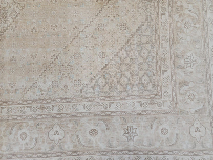 9x12 Neutral Wool Area Rug, Oriental Bohemian Decor, Beige And Brown Wool