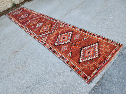 Stair Soft Runner 2.7x14.2 ft, Turkish Wool Hand Knotted Up Cycled Wool, Home Rustic Decor