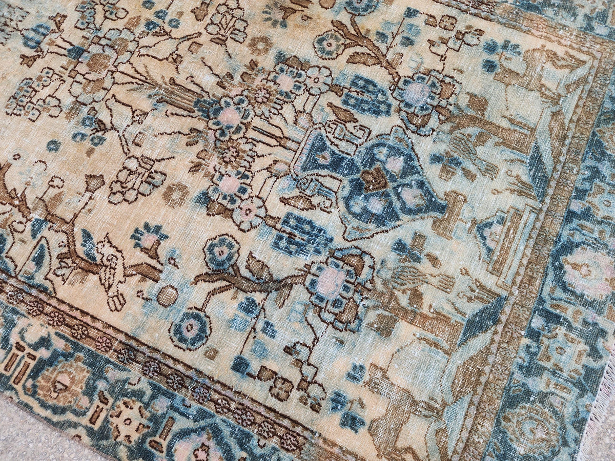 Hand Knotted Wool Turkish Rug 4x6: Oushak Rustic Decor