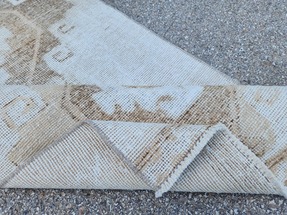 3x12 Neutral Runner Rug, Hallway Bohemian Decor, Up Cycled Wool