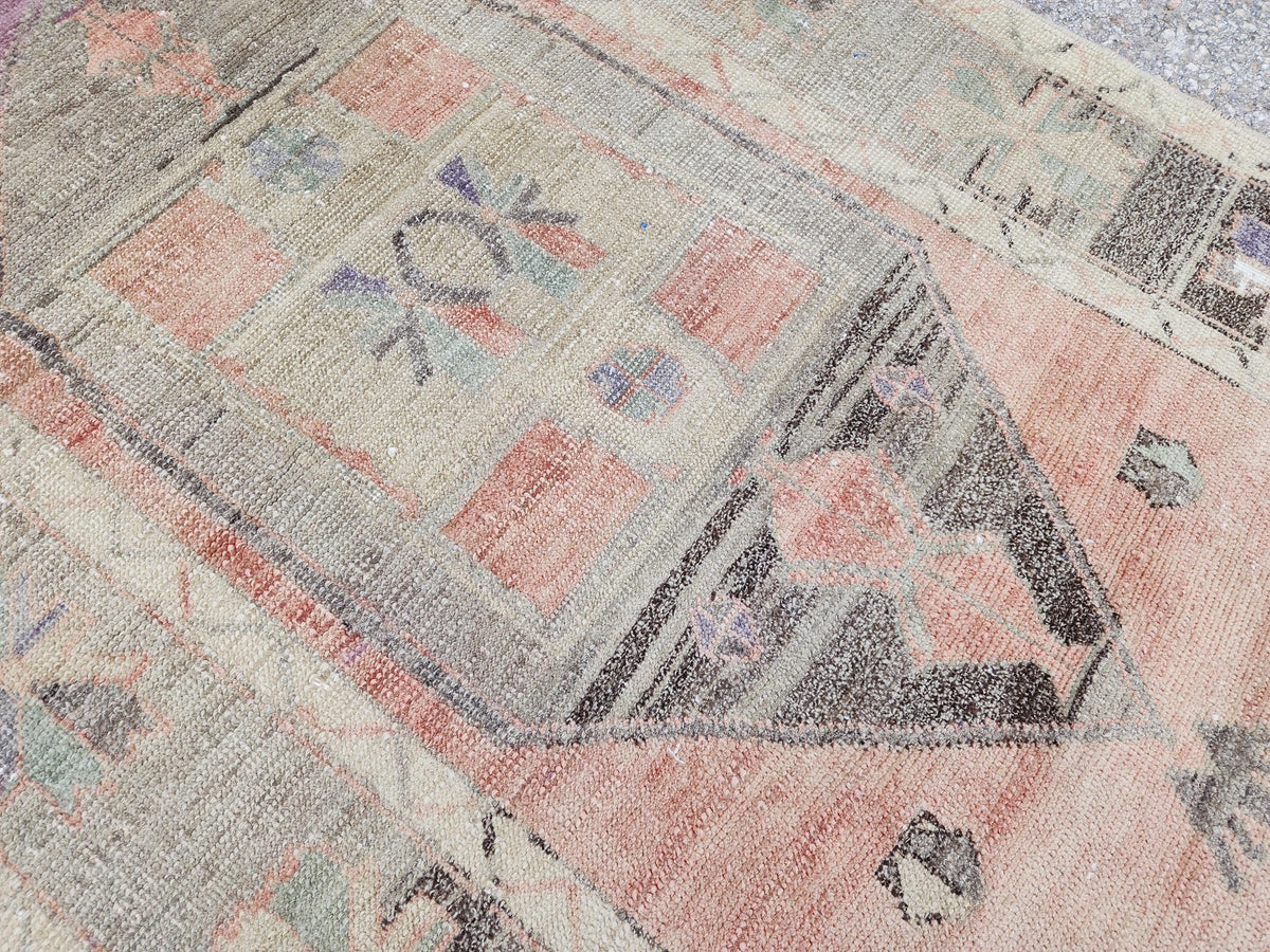 3x10 Neutral Wool Rug, Turkish Malatya Hand Knotted Runner, Kitchen Brown Carpet