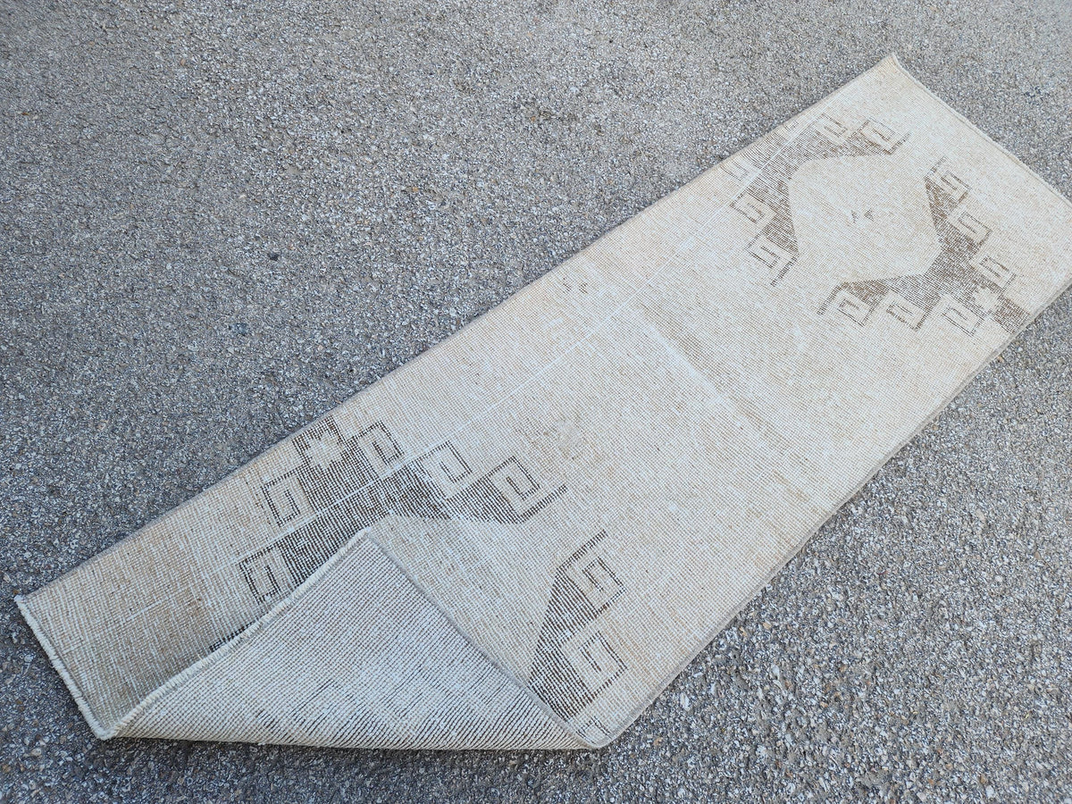 Geometric Hallway Rug 2x7: Handmade Anatolian Wool Runner