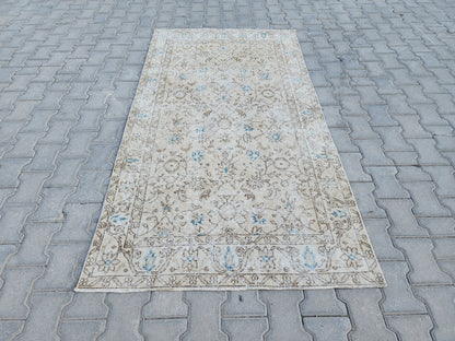 Handwoven Turkish Oushak Rug 4x7: Wool & Cotton Blend