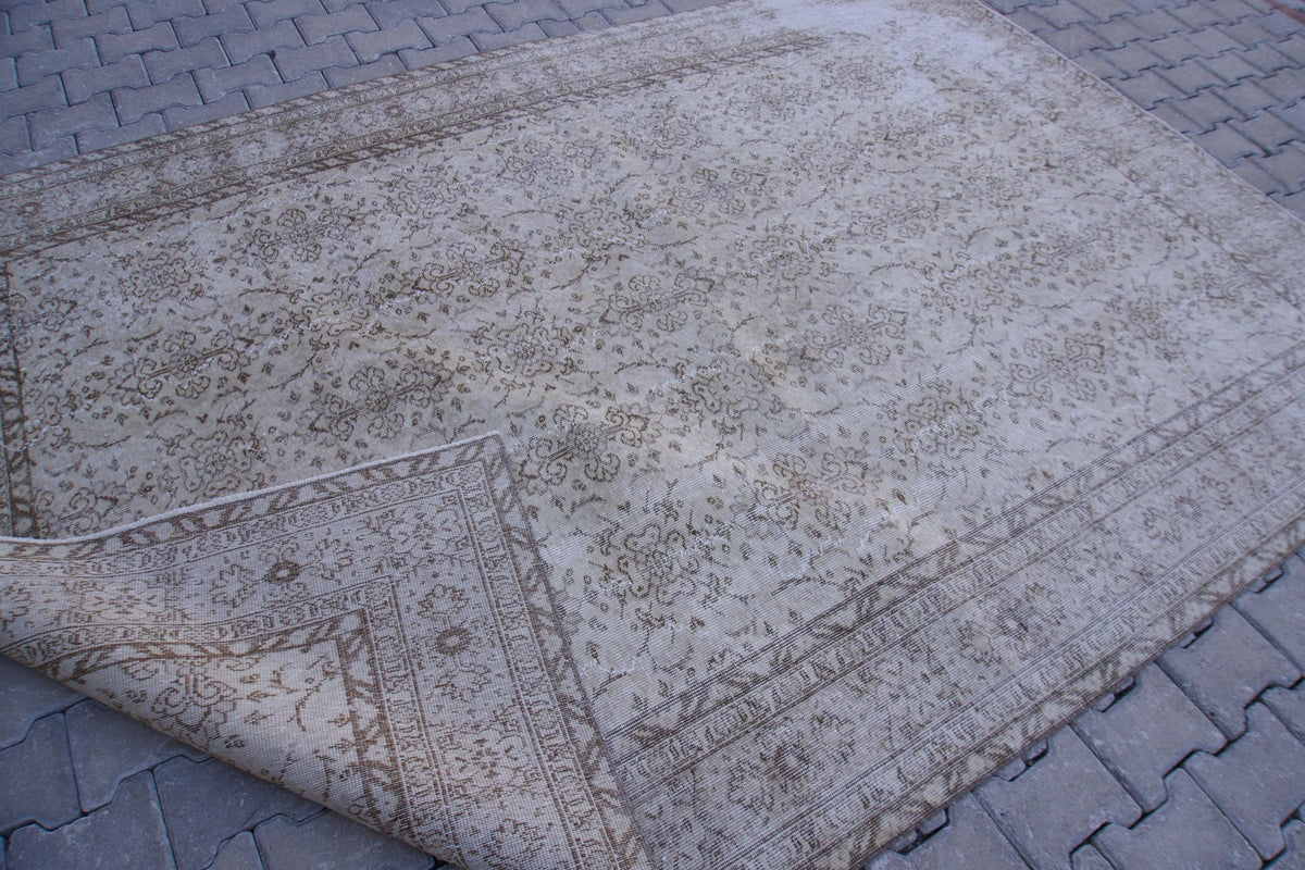Handmade Turkish Isparta Rug: 7x10 Beige Oriental Area Rug
