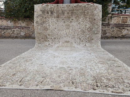 6x10 Green Vintage Rug: Oushak Medallion Hand‑Knotted Turkish Area Rug