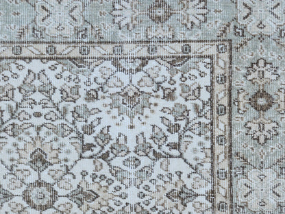 6x10 Vintage Oushak Rug: Handwoven Neutral Wool, Turkish Floral Design Isparta Rug