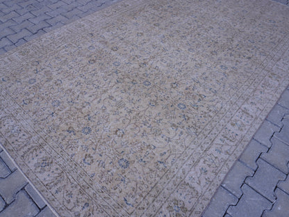 6x10 Vintage Turkish Oushak Rug: Handwoven Wool & Cotton