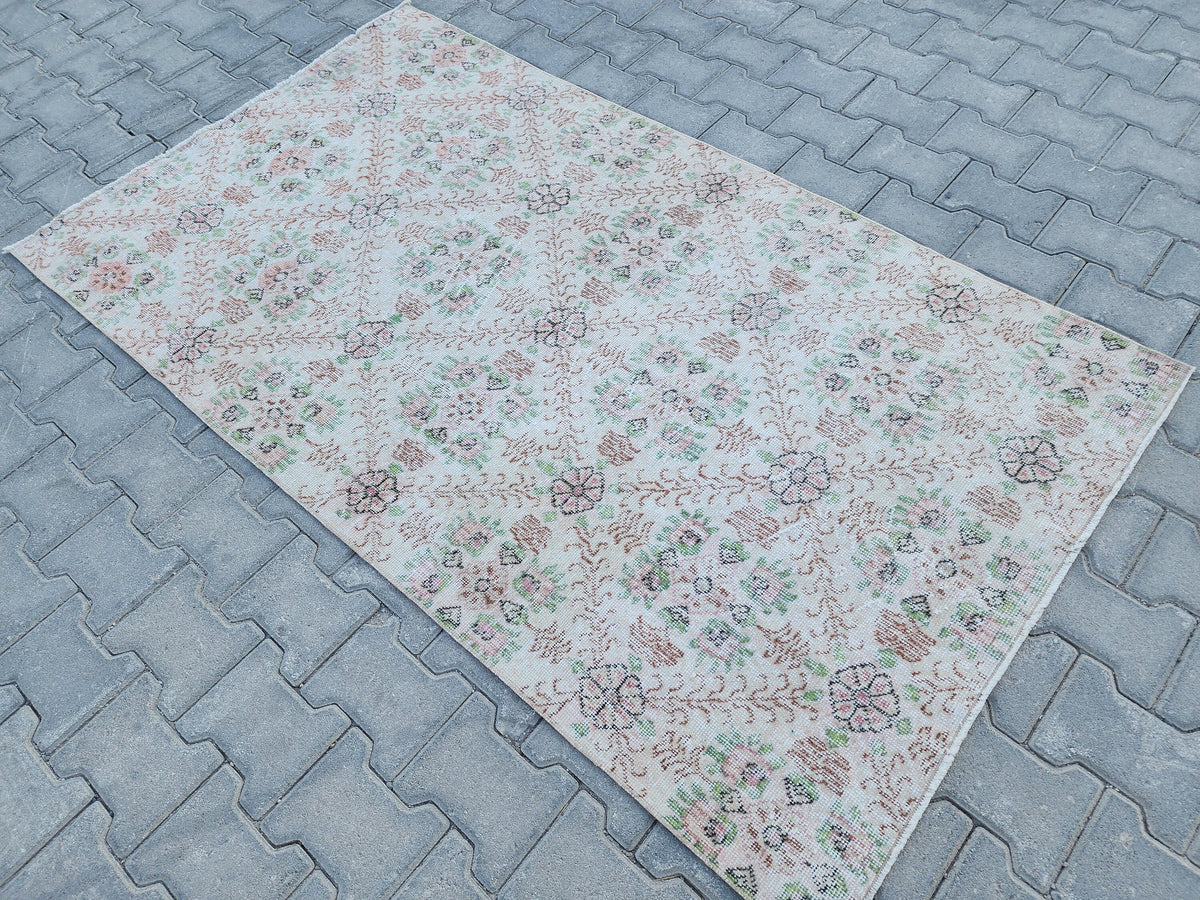 3x6 Hand Made Rug, Kitchen Small Decor, Oriental Boho Carpet