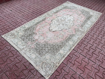 Handwoven Turkish Oushak Rug: Small Wool & Cotton Bohemian Rug