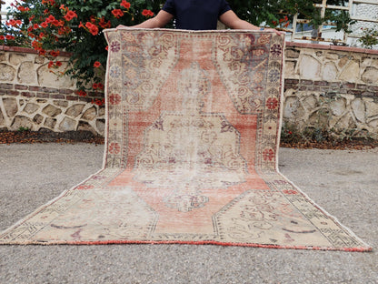 Hand Made Rug 4x7, Rustic Bohemian Carpet, Turkish Hand Knotted Decor