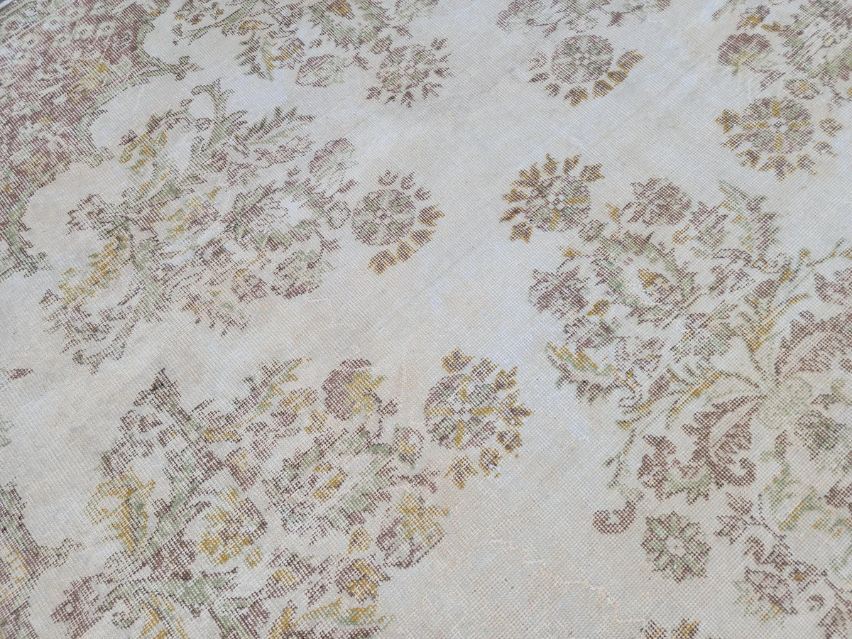 7x10 Turkish Neutral Rug, Hand Made Oriental Rug, Medallion Home Design