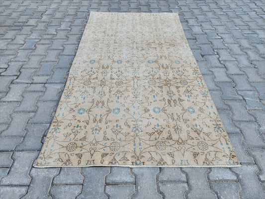 Handwoven Turkish Oushak Wool Rug 3x6: Vintage Small Decor