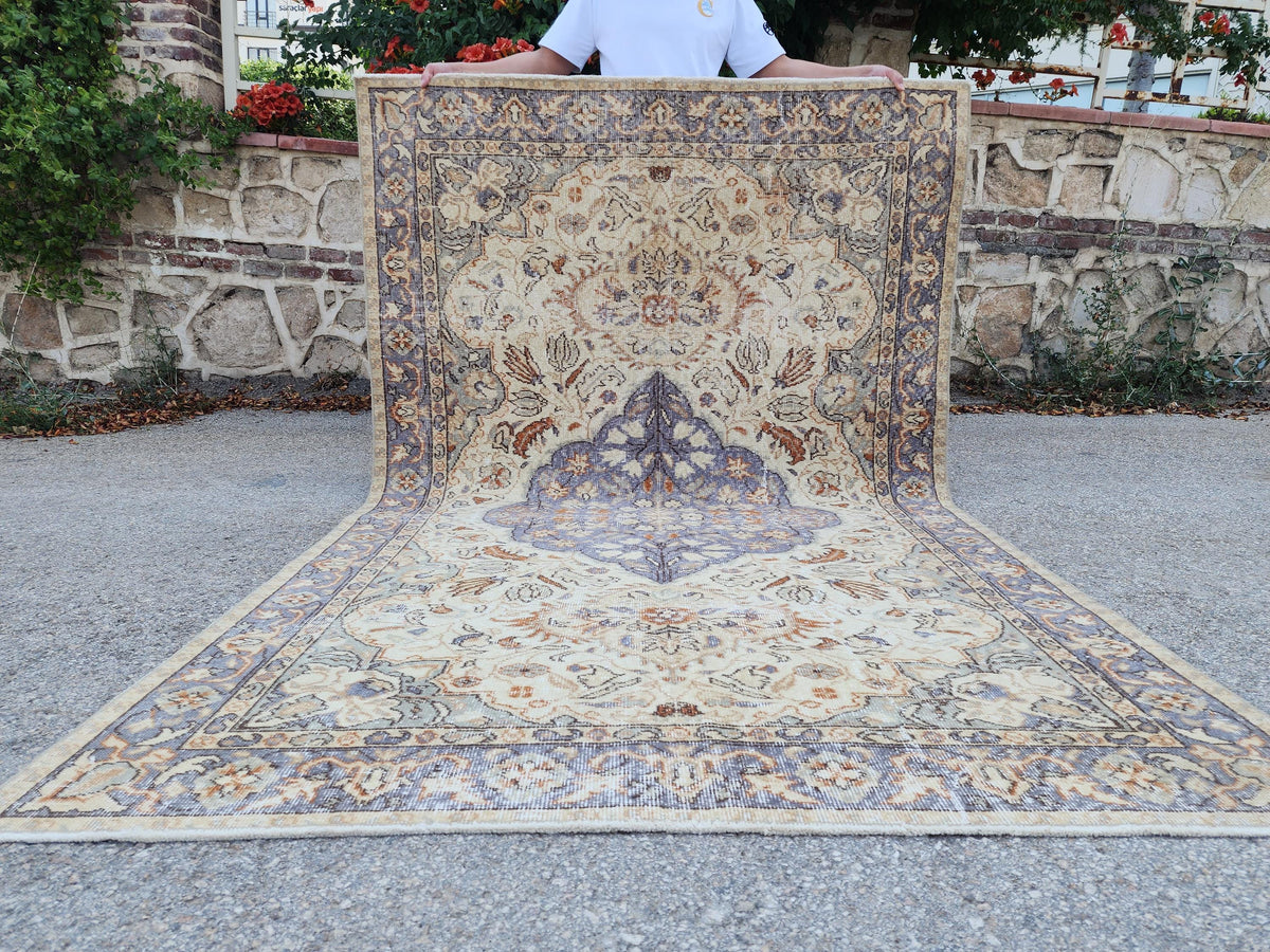 5x8 Dining Room Rug, Turkish Hans Made Oushak Design, Bohemian Hand Knotted Decor