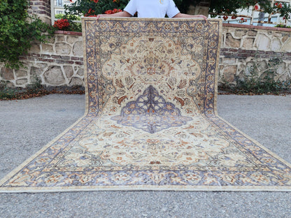 5x8 Dining Room Rug, Turkish Hans Made Oushak Design, Bohemian Hand Knotted Decor