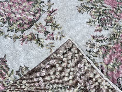 Handwoven Turkish Oushak Rug 4x7: Wool & Cotton Blend