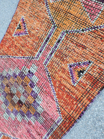 3x10 Herki Runner Rug, Hand Knotted Up Cycled Wool, Home Decor, Kitchen Decor