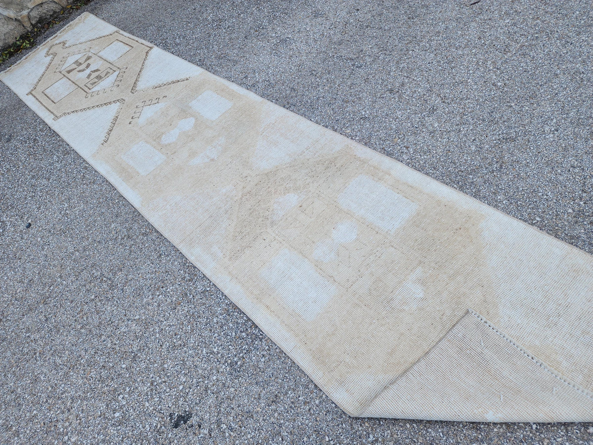 2x12 Muted Oushak Turkish Runner Rug: Boho Hallway Decor