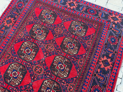 4x7 Red Turkish Oushak Rug: Handwoven Wool Vintage Style