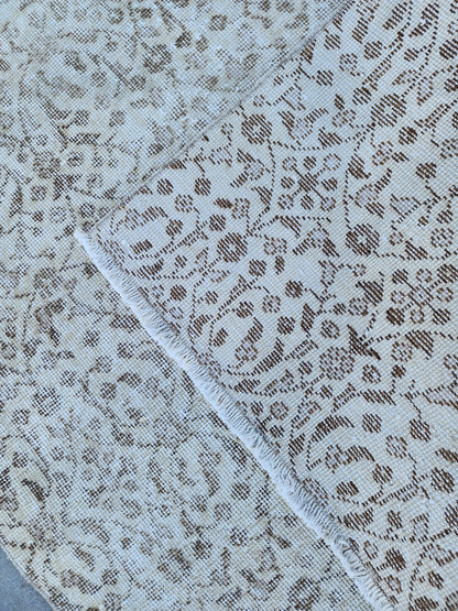Handwoven Turkish Oushak Rug 3x6: Wool & Cotton Neutral Rug