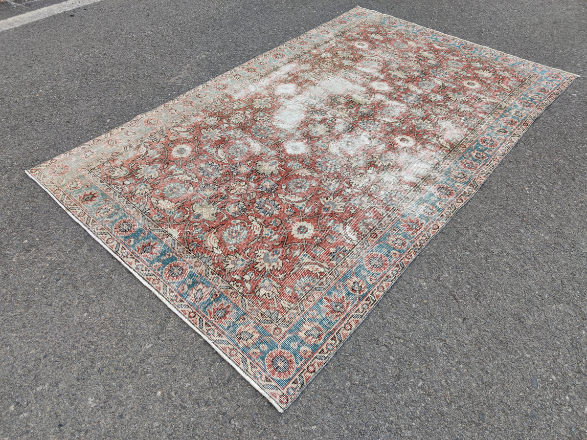 Handwoven Turkish Oushak Rug 5x8: Wool & Cotton Bohemian Decor