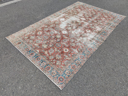 Handwoven Turkish Oushak Rug 5x8: Wool & Cotton Bohemian Decor