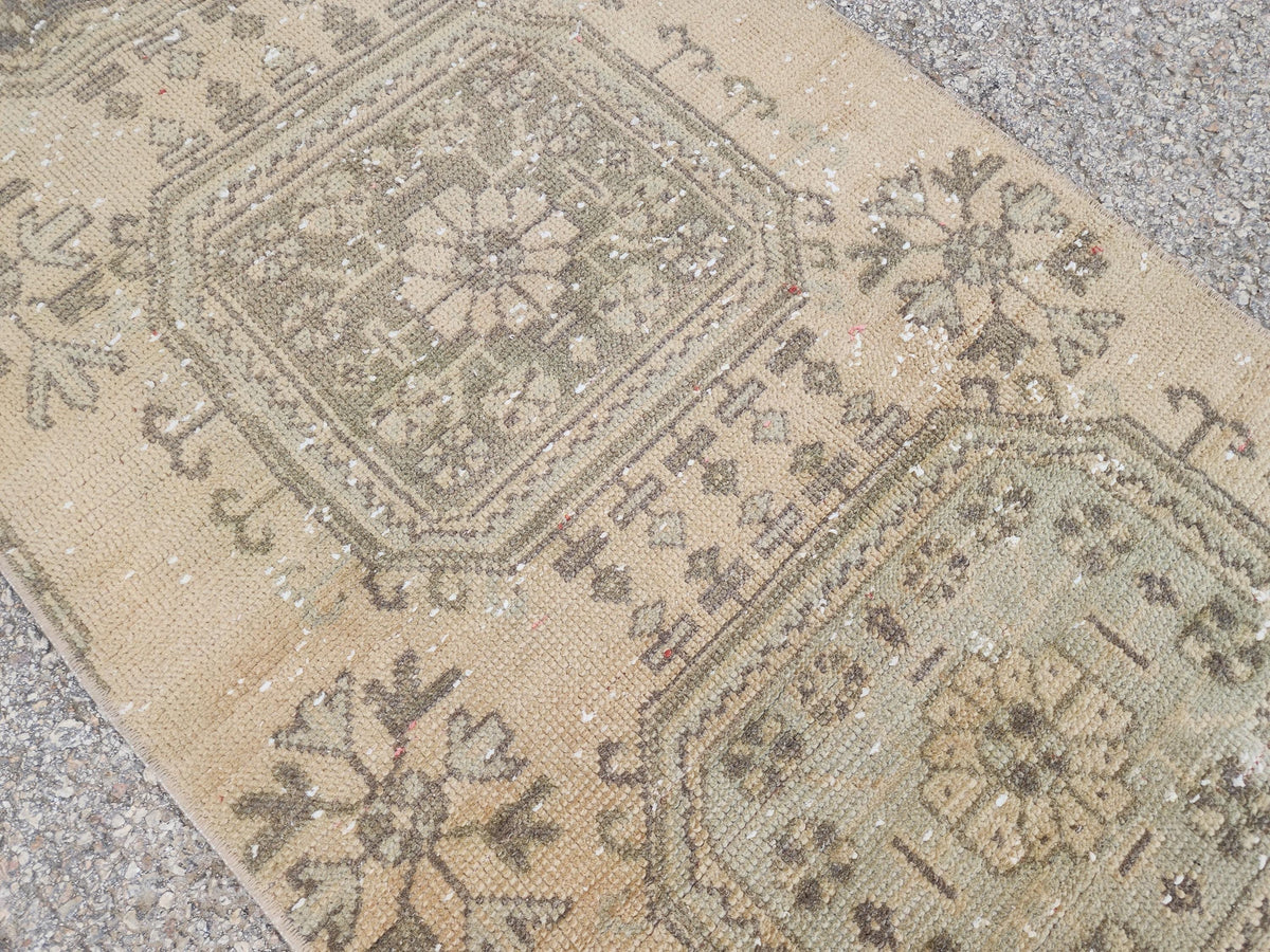 Hallway Runner Rug 2x11 Turkish Hand Made Brown Wool Carpet, Kitchen Area Decor