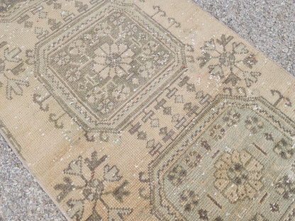 Hallway Runner Rug 2x11 Turkish Hand Made Brown Wool Carpet, Kitchen Area Decor