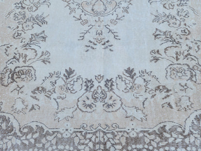 Neutral Wool Rug 6x9, Oriental Turkish Hand Made, Bed Room Decor
