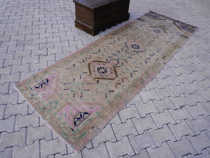 Wool Runner Rug Vintage 3x10 ft - sku1583