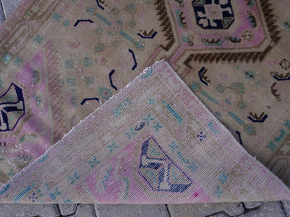 Wool Runner Rug Vintage 3x10 ft - sku1583