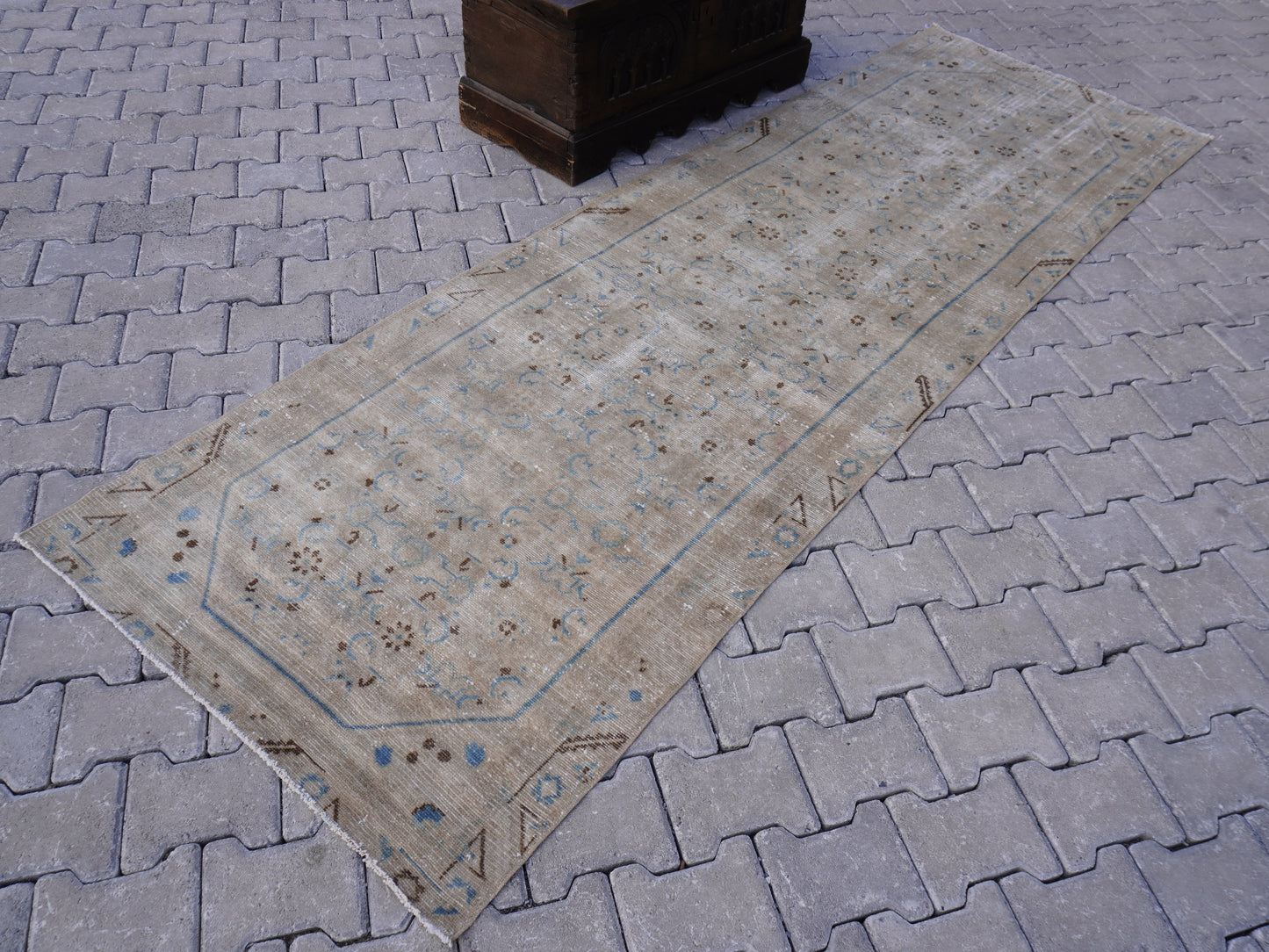 Wool Runner Rug Neutral 3x10 ft - sku 1478