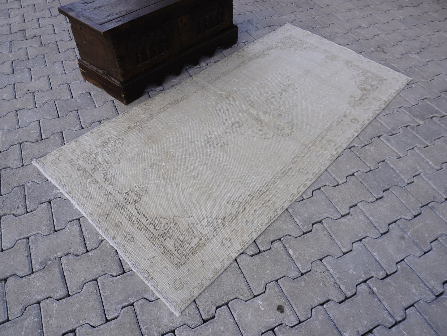 Wool Neutral Small Rug 3x6 ft - sku 1018