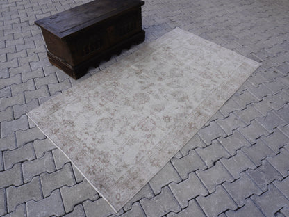 Vintage Wool Neutral Small Rug 4x7 ft - sku 1022
