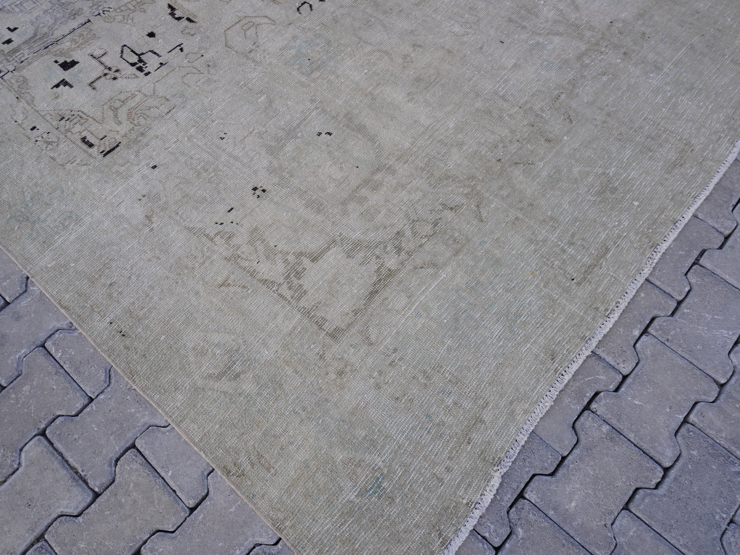 Wool Neutral Vintage Large Rug 9x12 ft - sku2032