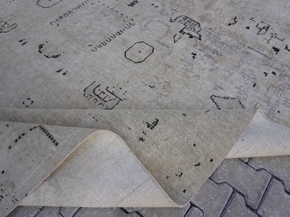 Wool Neutral Vintage Large Rug 9x12 ft - sku2032