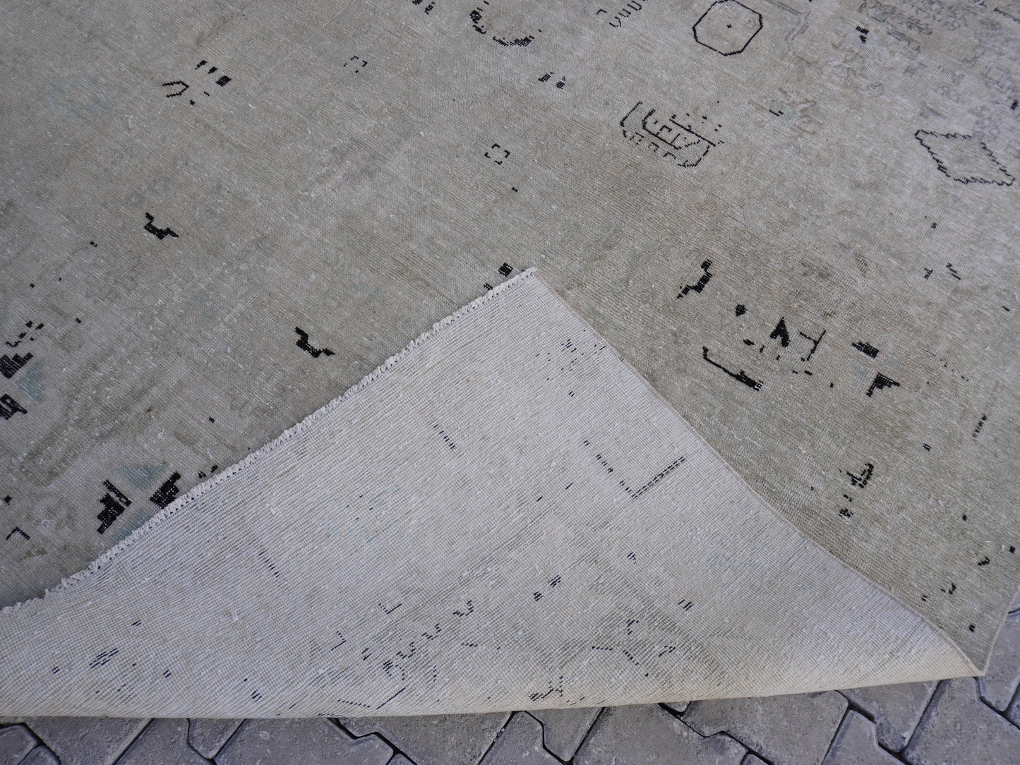Wool Neutral Vintage Large Rug 9x12 ft - sku2032