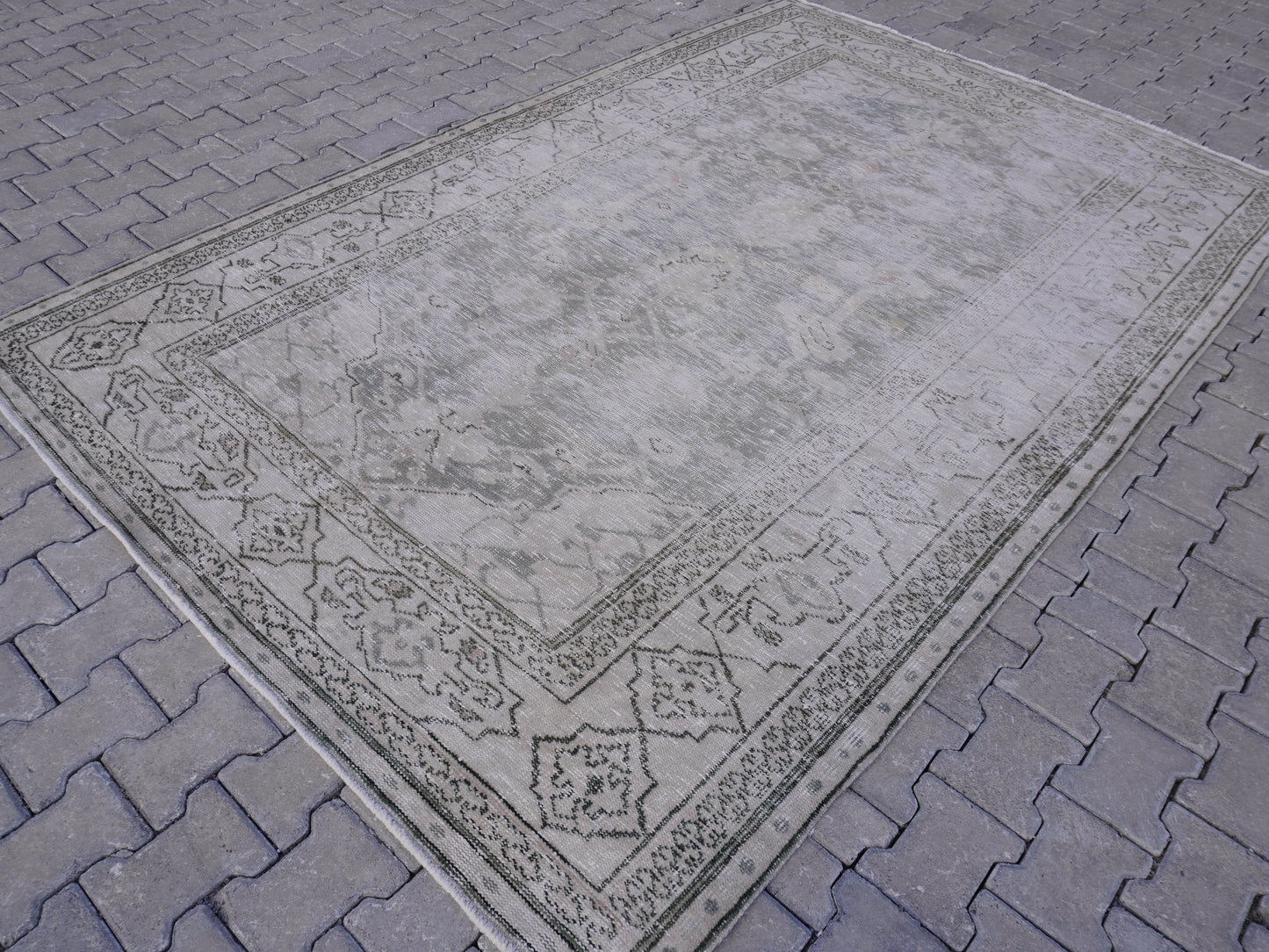 Wool Green Turkish Rug 6x9 ft - sku222