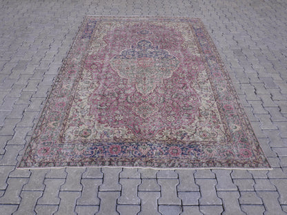 Turkish Vintage Wool Rug 7x10 ft - skuf39