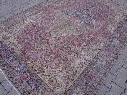 Turkish Vintage Wool Rug 7x10 ft - skuf39