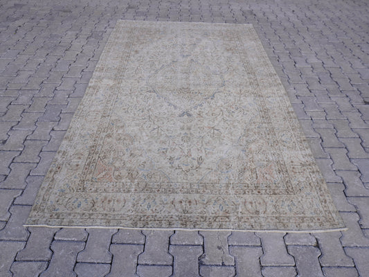 Vintage Wool Turkish Rug 6x9 Ft - skuf75