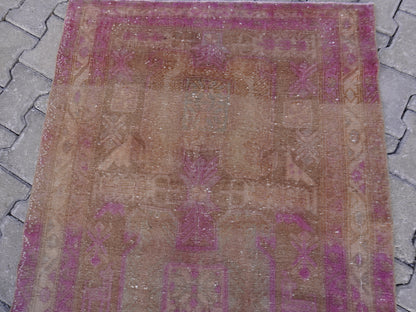 Vintage Runner Rug Pink 3x11 ft - sku1580