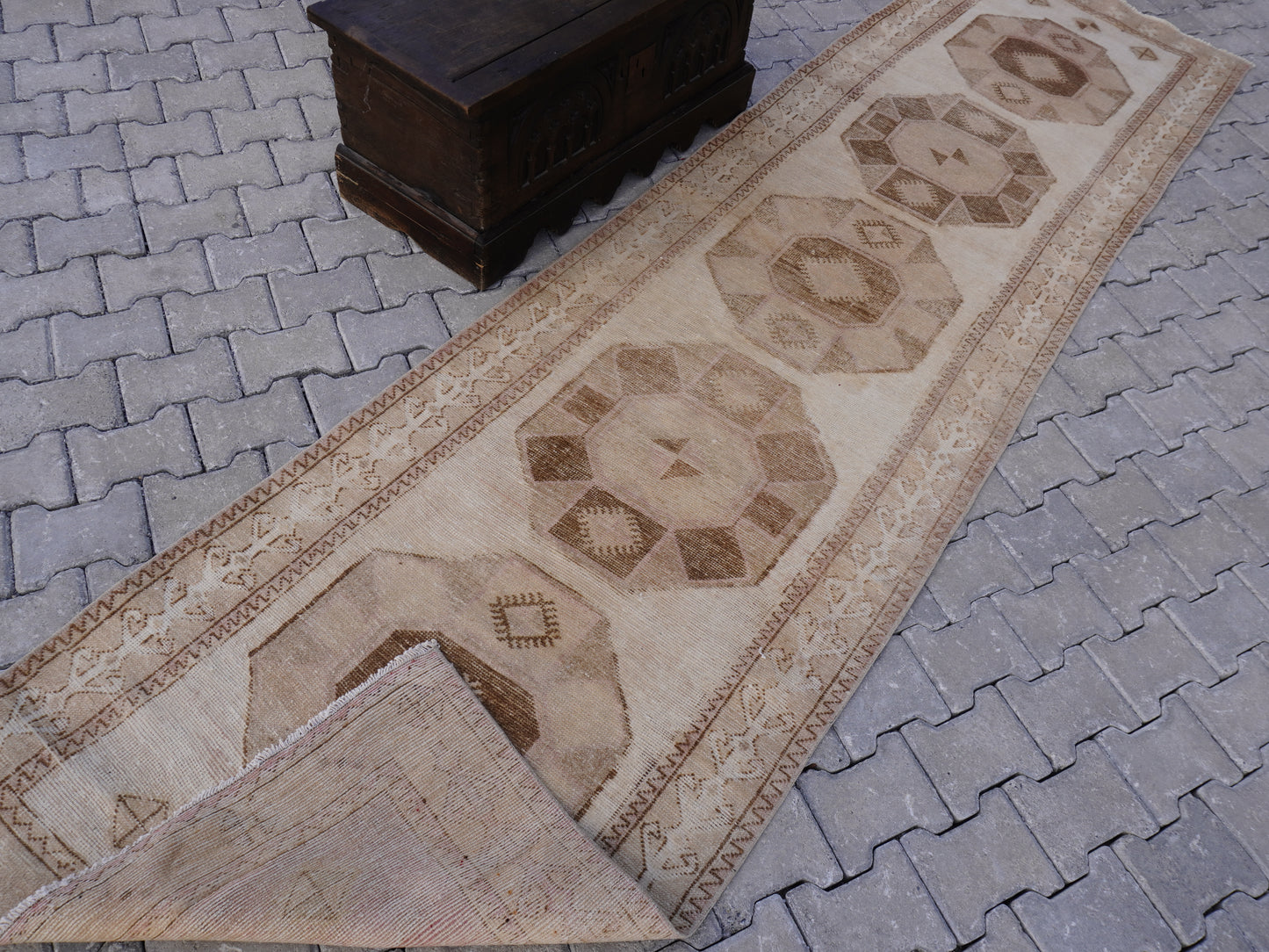 Turkish Neutral Runner Rug 3x12 ft - sku1753